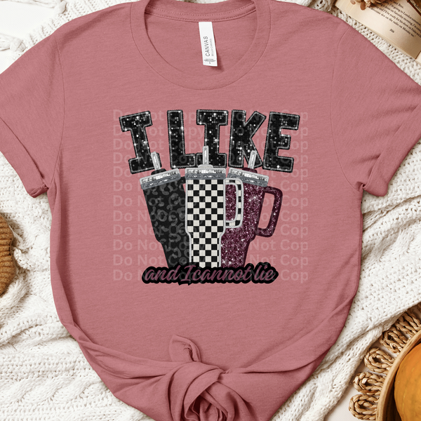 I like big cups & I cannot lie Faux Sequin DTF Transfer