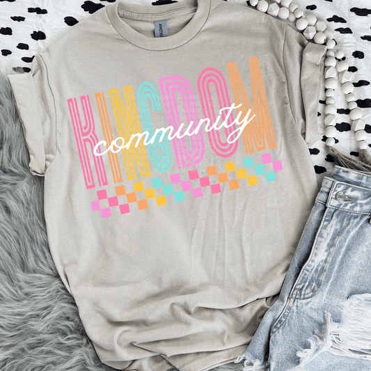 Kingdom Community Multi Color Checkered DTF Transfer