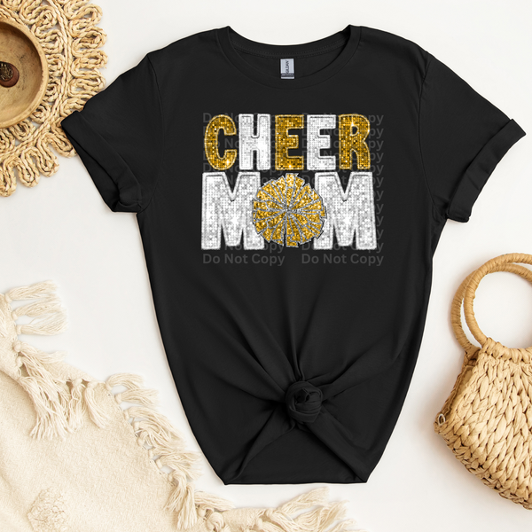 Faux Sequin Cheer Mom DTF Transfer