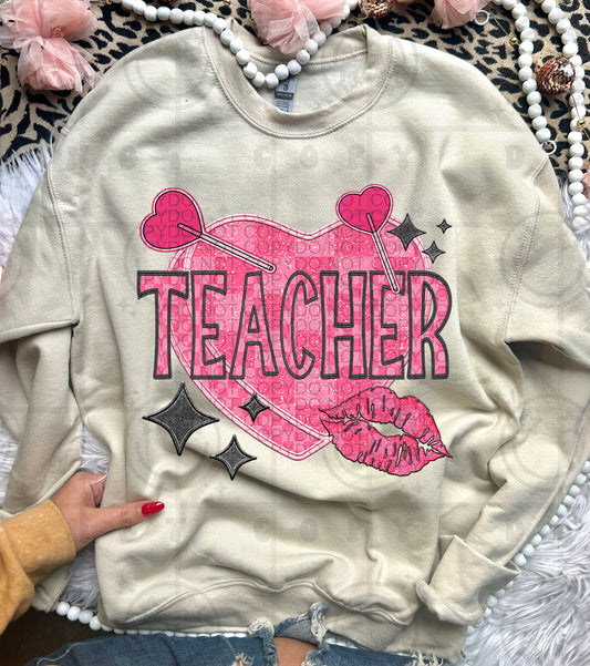 Teacher Valentine’s Heart DTF Transfer