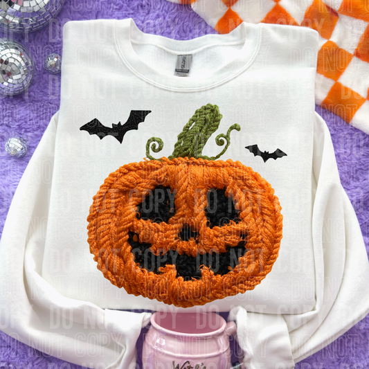 Yarn Pumpkin Jack-o-Lantern DTF Transfer