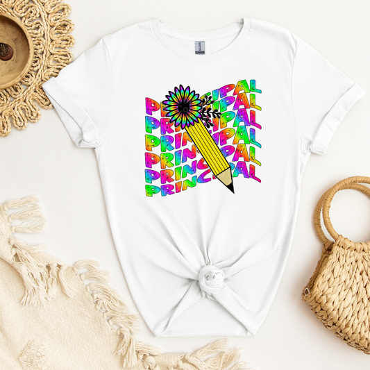Principal Stacked/Wavy Multicolor Pencil/flower DTF Transfer