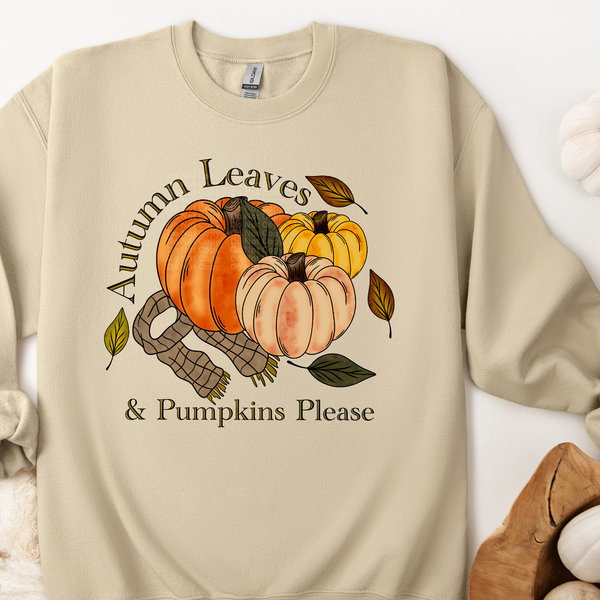 Autumn Leaves & Pumpkins Please DTF Transfer