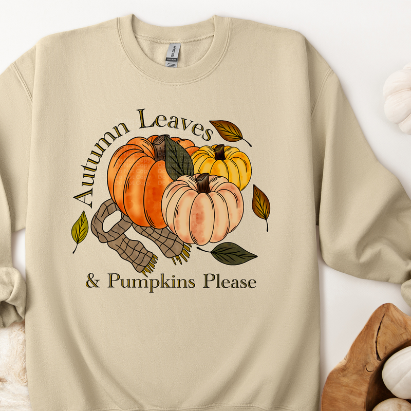 Autumn Leaves & Pumpkins Please DTF Transfer