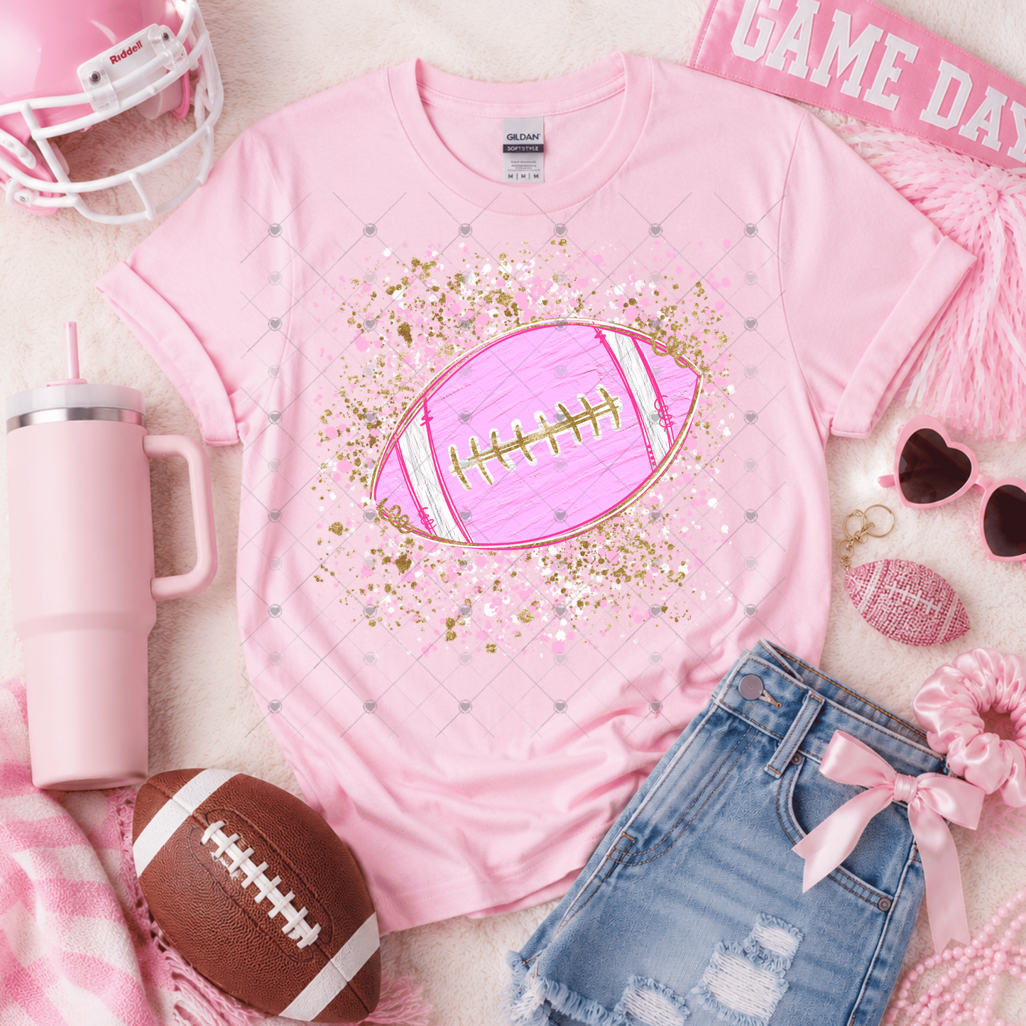 Pink Football Splatter DTF Transfer