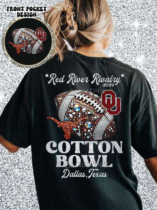 Bling Red River Rivalry DTF Transfer