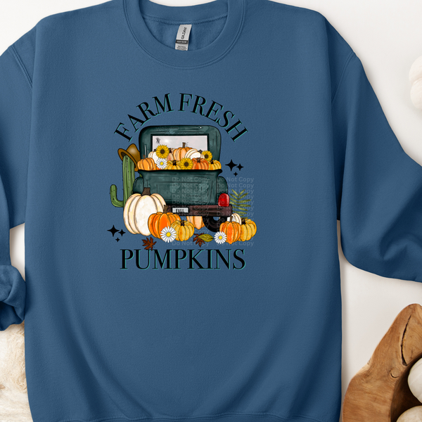 Farm Fresh Pumpkins & Blue Truck DTF Transfer