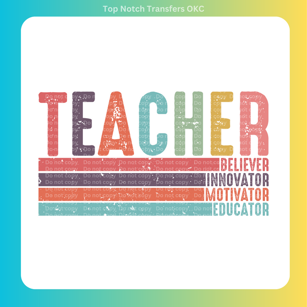Teacher stacked distressed DTF Transfer