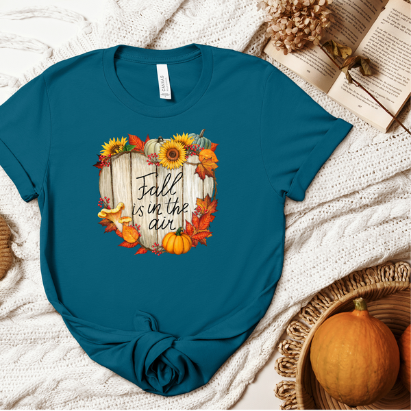 Fall Is in the Air Wood Sign w/Flowers DTF Transfer