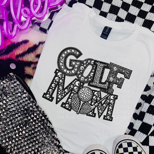 Golf Mom - Faux Rhinestone DTF Transfer