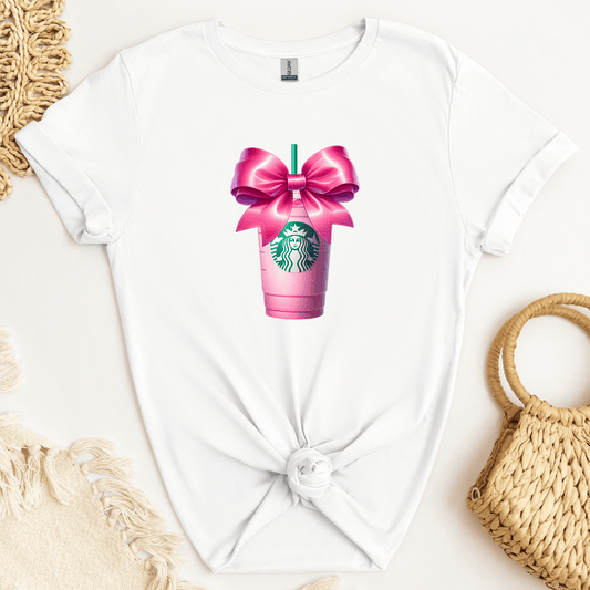 Pink Starbies with Bow DTF Transfer