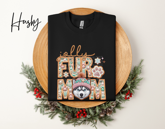 Jolly Fur Mom Husky - Faux Embroidery DTF Transfer