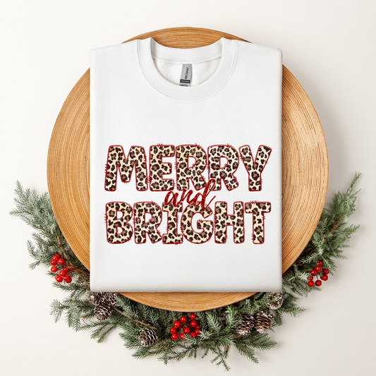 Merry & Bright Red & Leopard DTF Transfer