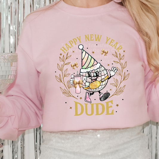 Happy New Year Dude DTF Transfer