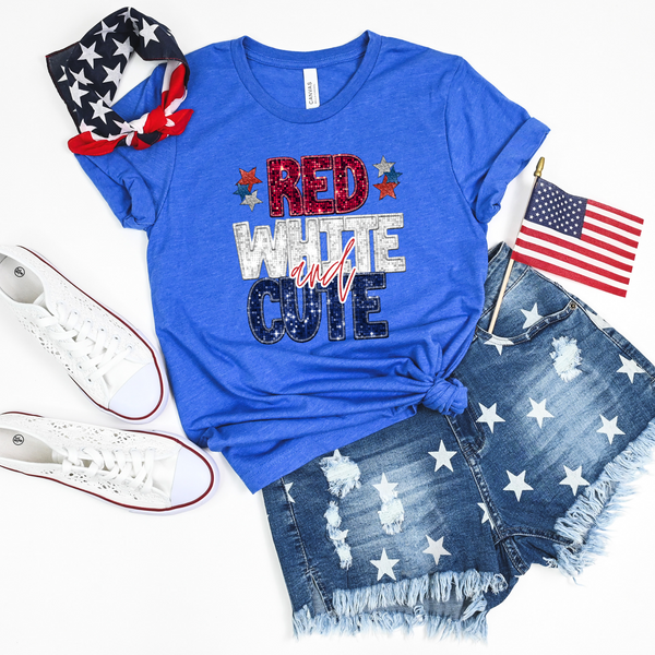Red White and Cute with Stars DTF Transfer