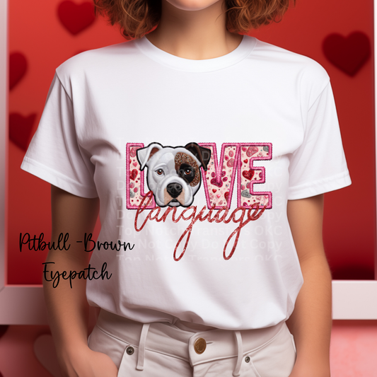 Love Language - Pitbull Brown Eyepatch DTF Transfer