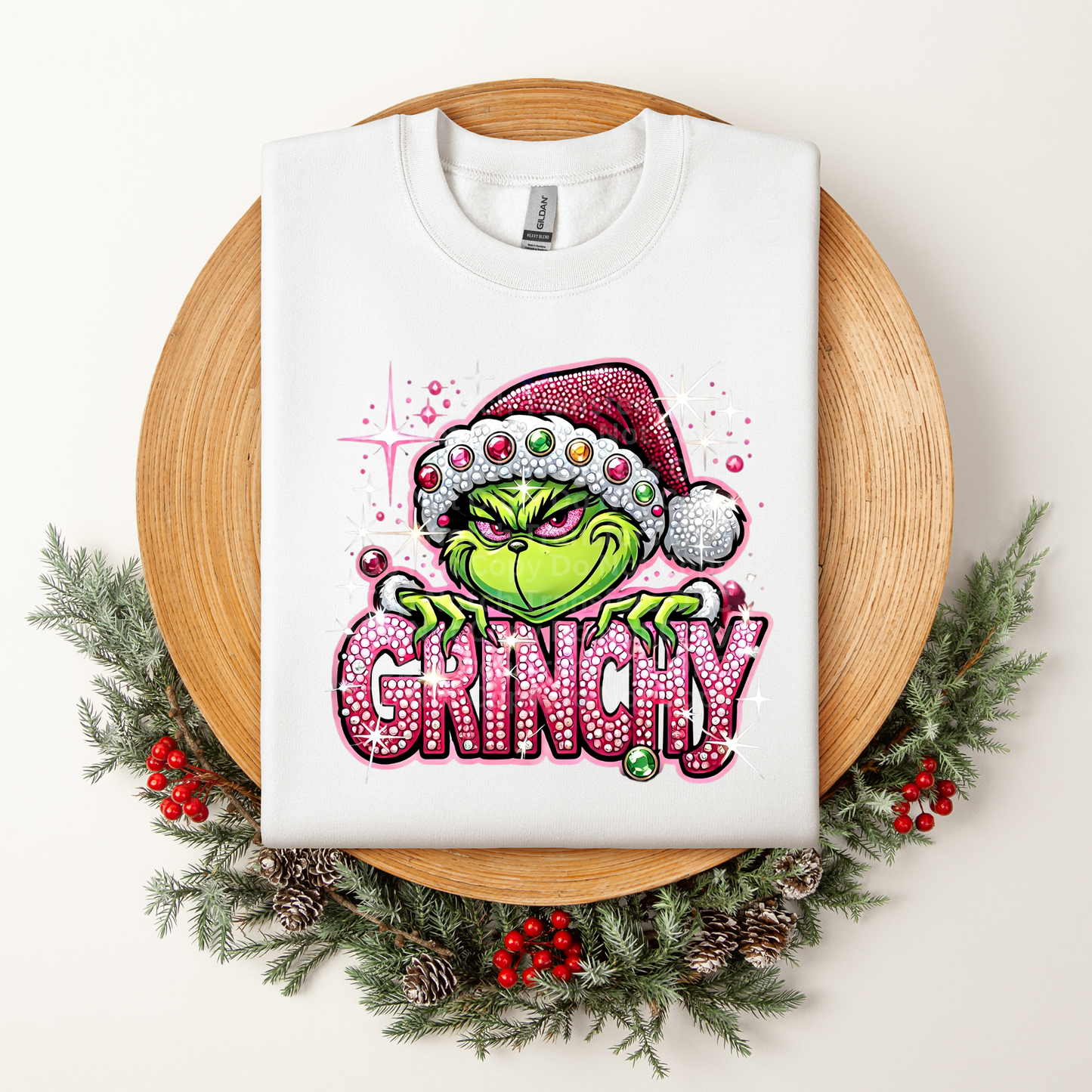 Gr!nchy Pink Faux Rhinestones DTF Transfer