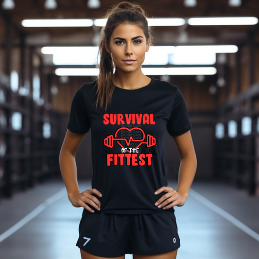 Survival Of the Fittest Heart & Weight (Red) DTF Transfer