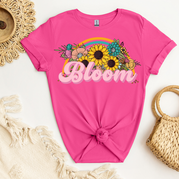 Bloom Flowers & Rainbow DTF Transfer