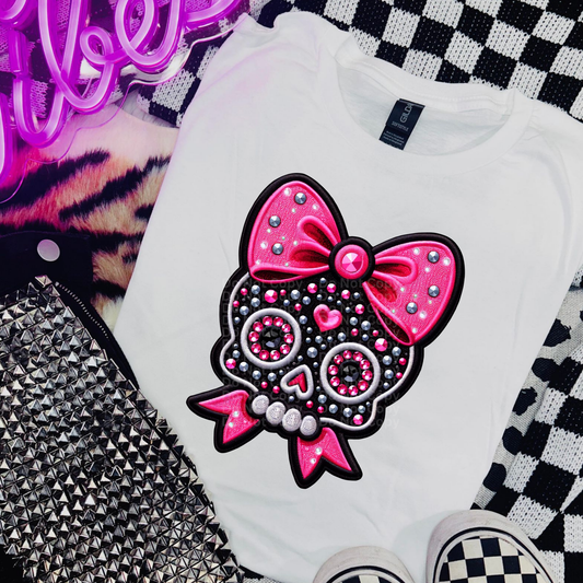 Baby Skull with Pink Bows DTF Transfer