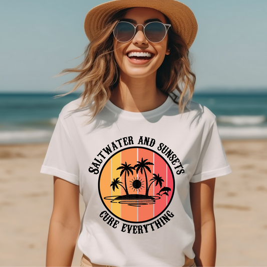Saltwater and Sunsets Cure Everything DTF Transfer