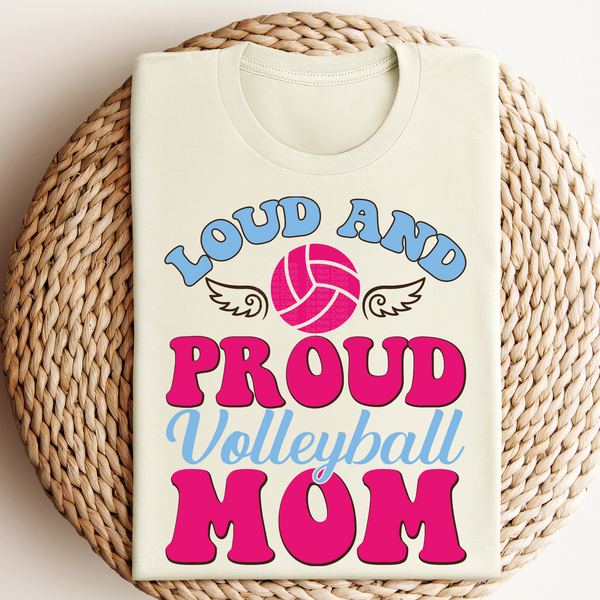 Loud And Proud Volleyball Mom Pink Volleyball with Wings DTF Transfer