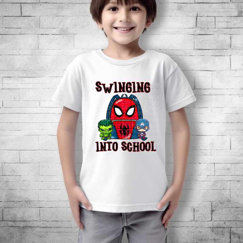 Swinging Into School Black & Red Font DTF Transfer