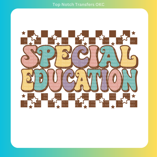 Retro Special Education Checkered DTF Transfer