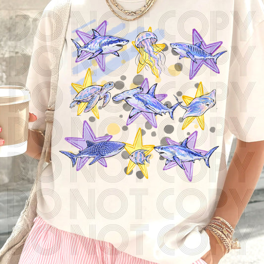 Sea Life Stars DTF Transfer