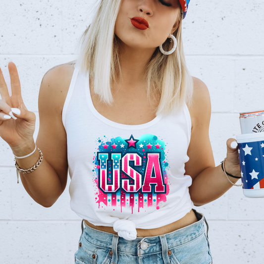 USA Pink & Blue DTF Transfer