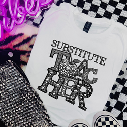 Substitute Teacher Faux Rhinestones DTF Transfer