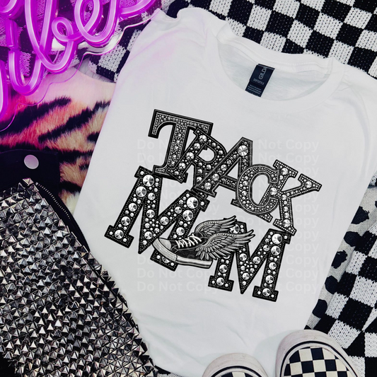 Track Mom - Faux Rhinestone DTF Transfer
