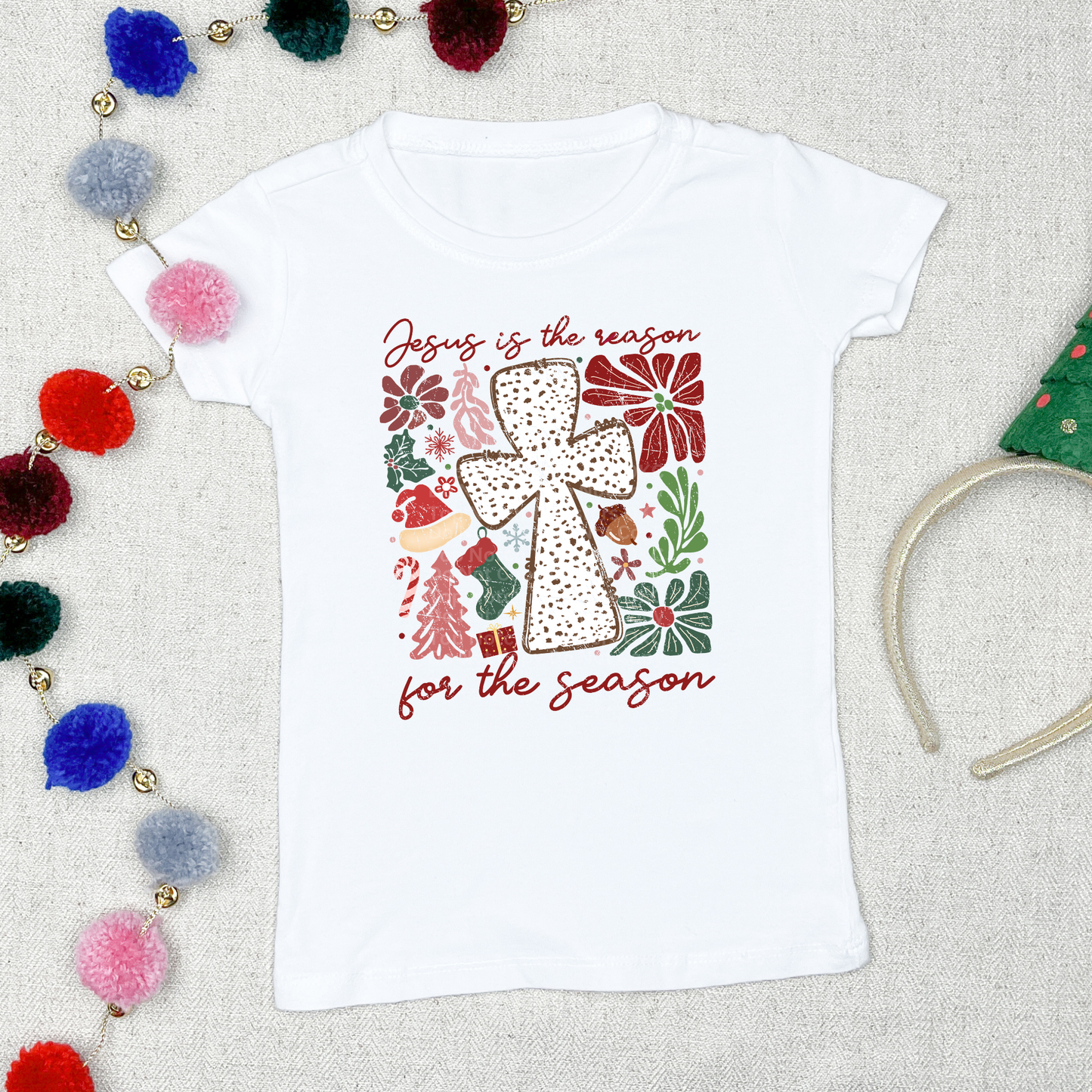 Jesus is The Reason for the Season Cross DTF Transfer