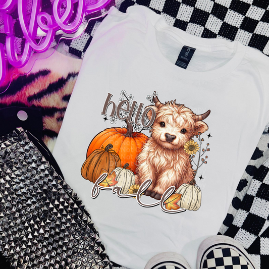 Hello Fall Highland Cow DTF Transfer