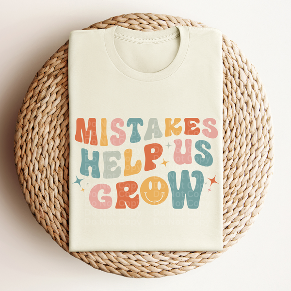 Mistakes Help Us Grow Colorful Retro Font DTF Transfer