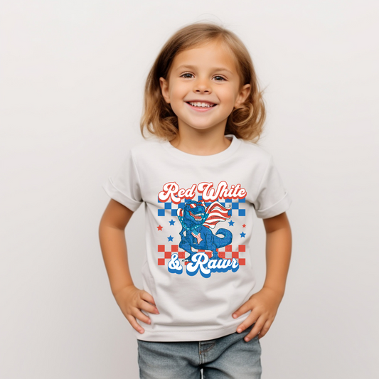 Red White & Rawr Dinosaur DTF Transfer