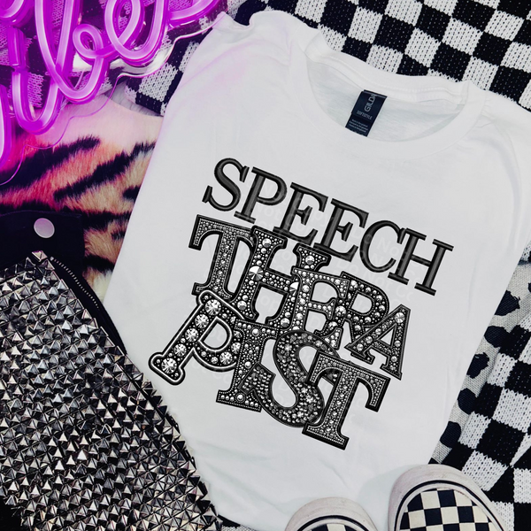 Speech Therapist Faux Rhinestones DTF Transfer