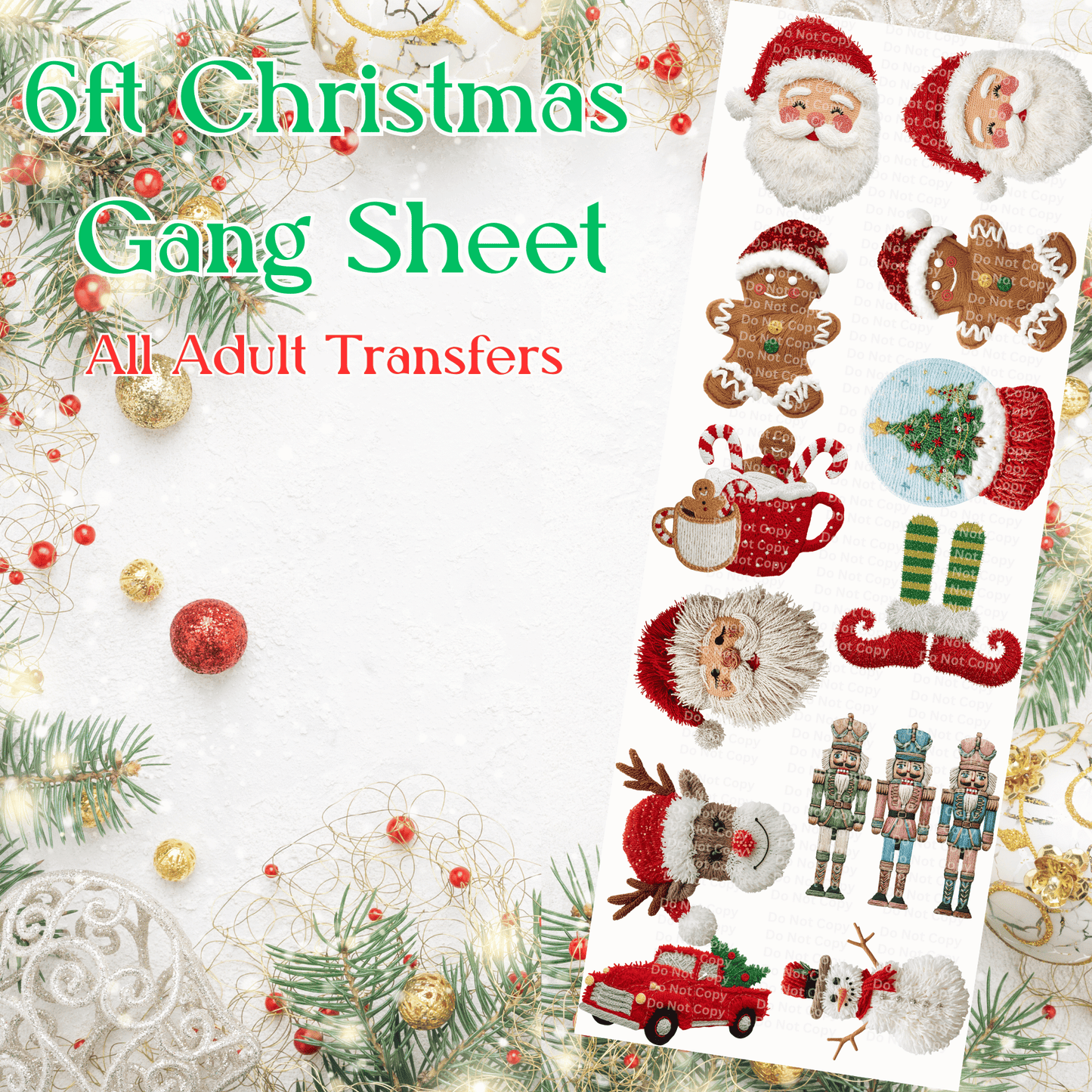 6ft Faux Yarn Christmas Gang Sheet