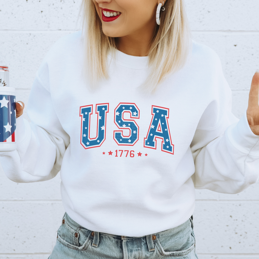 USA Blue with Stars Red Outline 1776 DTF Transfer