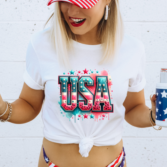 USA Blue & Pink Cheetah Print DTF Transfer