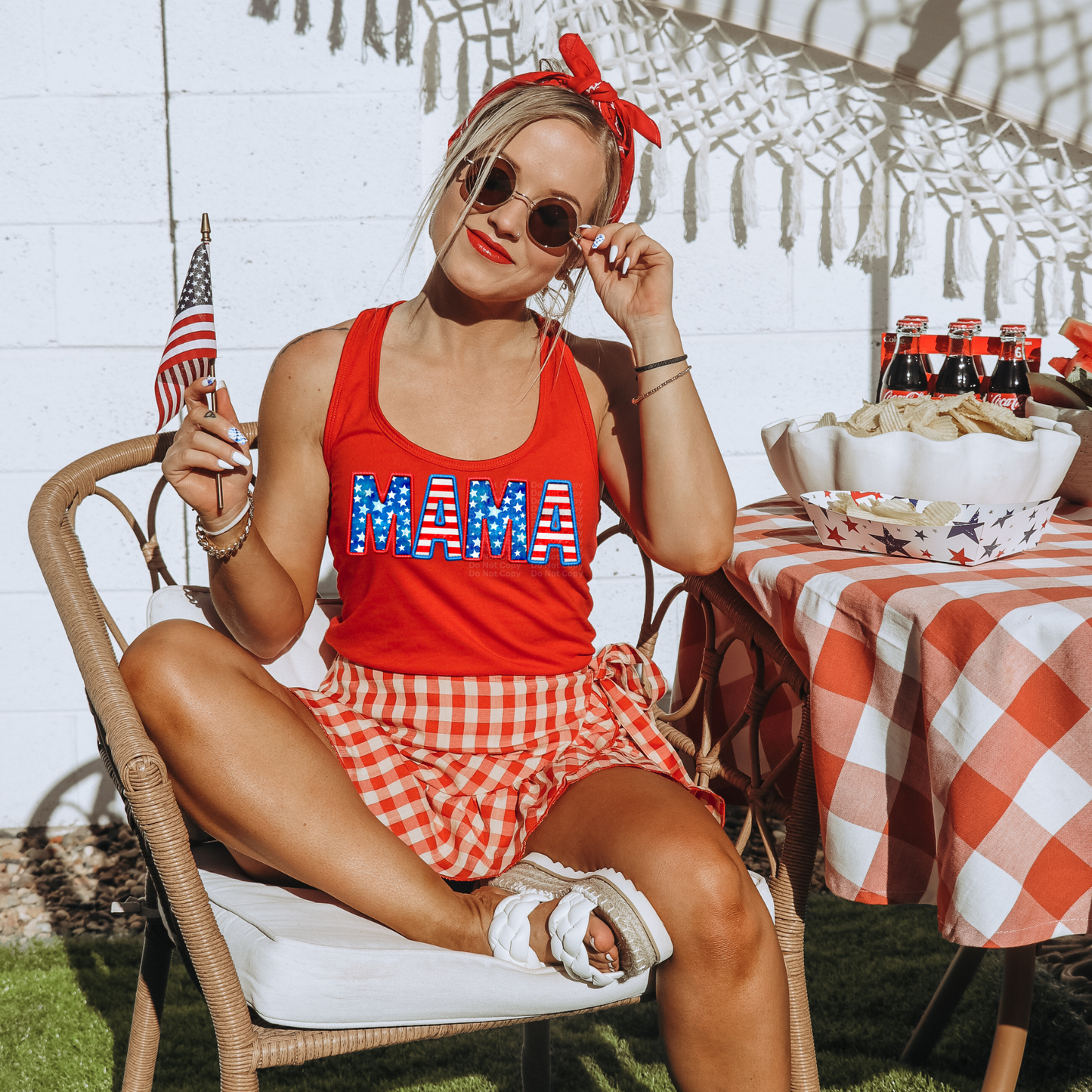 MAMA Blue with white Star M's Striped A's DTF Transfer