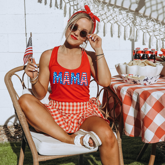 MAMA Blue with white Star M's Striped A's DTF Transfer