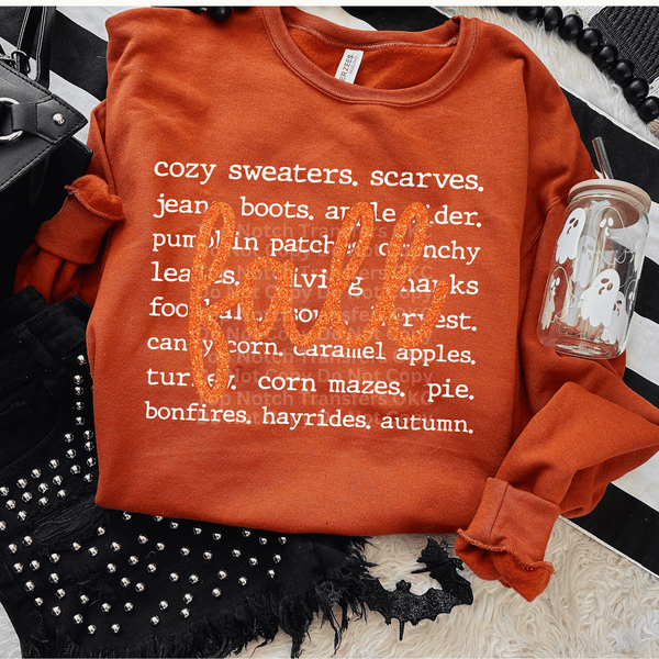 Fall words white DTF Transfer