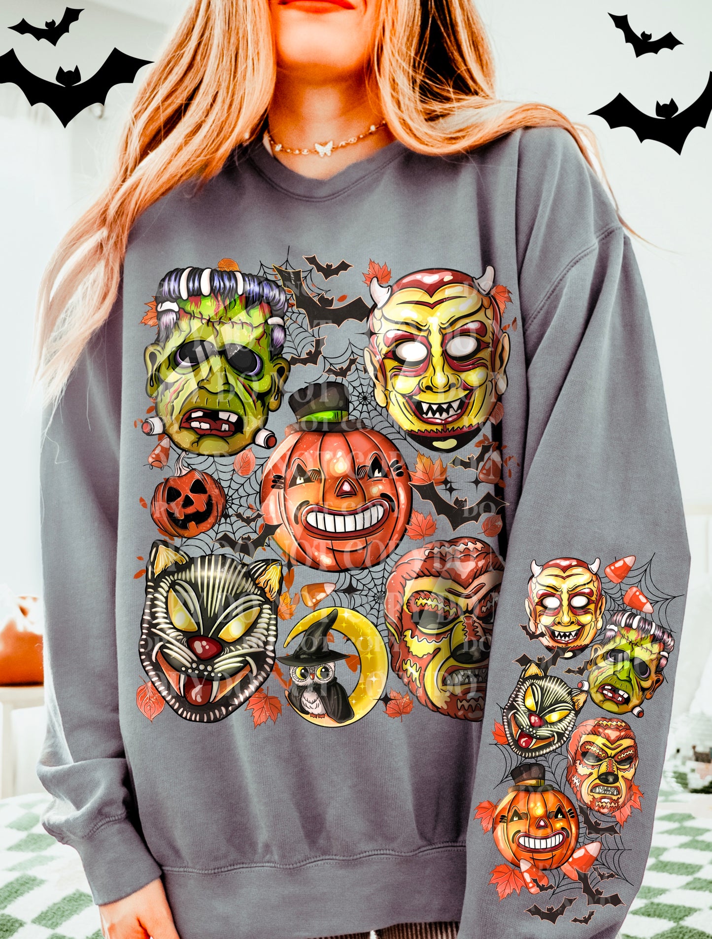 Vintage Halloween Masks*Optional long sleeve design* DTF Transfer