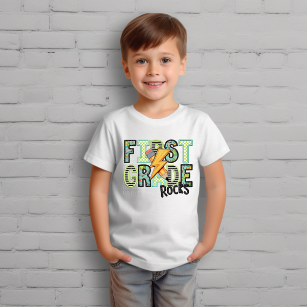 First Grade Rocks (boy) - School Rocks DTF Transfer