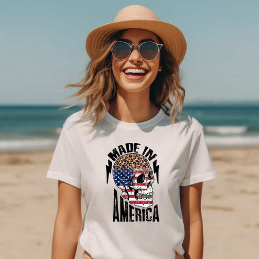 Made In America - Flag & Cheetah Skull DTF Transfer