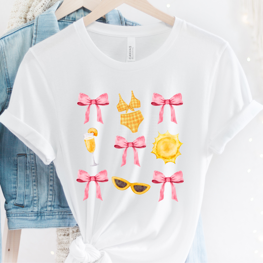 Yellow Bikini and Pink Bows Coquette DTF Transfer