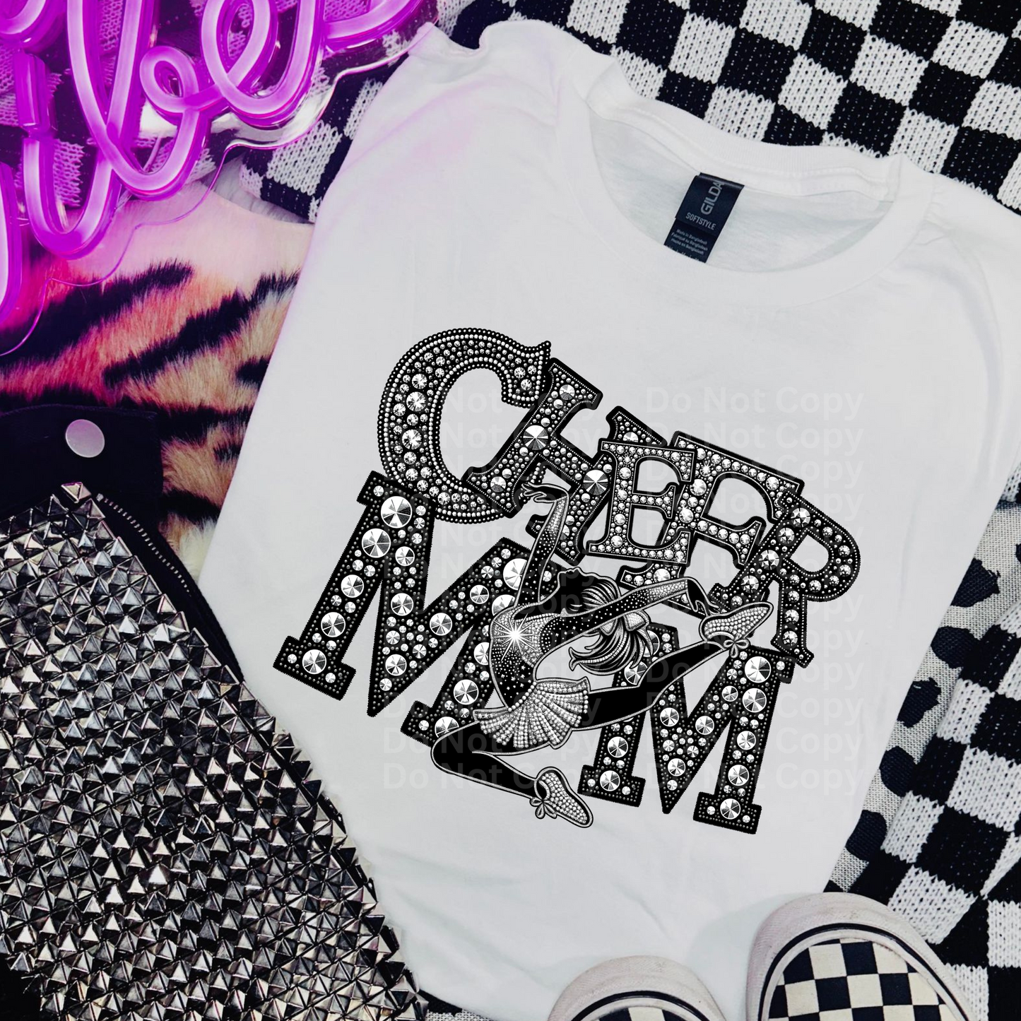 Cheer Mom - Faux Rhinestone DTF Transfer