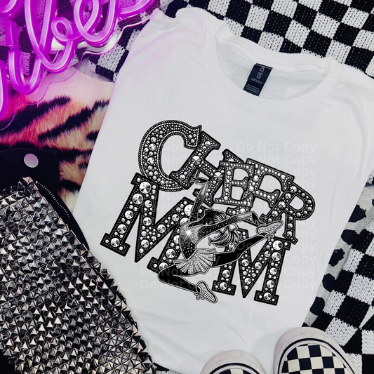 Cheer Mom - Faux Rhinestone DTF Transfer