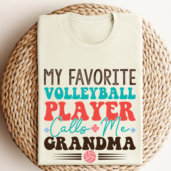 My Favorite Volleyball Player Calls Me Grandma Light Pink Volleyball DTF Transfer